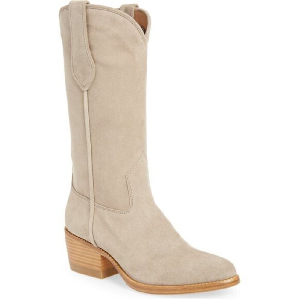 NEW rag & bone Cowboy warm grey suede Boots (Women) SIZE 36.5